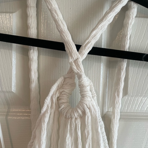 NWT ZARA White Textured Halter Keyhole Dress - Picture 7 of 12